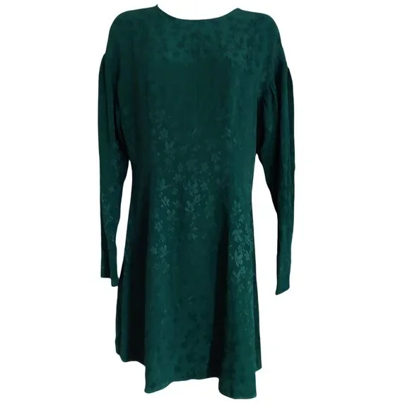 & Other Stories | Dresses | Other Stories Kelly Green Silky Floral Jacquard  Mini Dress 8 | Poshmark